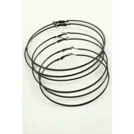 Ezme Çizgili Metal Halka Küpe 6 Adet-Siyah