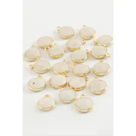 Yuvarlak Tek Kulplu Mineli Bileklik ve Kolye Ucu Aparatı 1 Adet-Krem