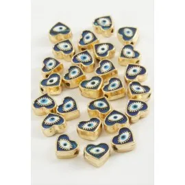 Kalp Göz Mineli Bileklik Ve Kolye Ucu Aparatı 1 Adet-Lacivert