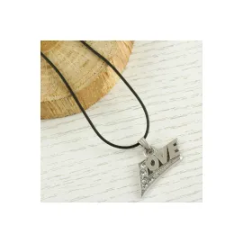 Love Yazılı Metal Vinlex Deri Kolye-Gümüş Rengi