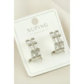 Xuping Zirkon Taşlı Lüks Çelik Küpe-Sarı