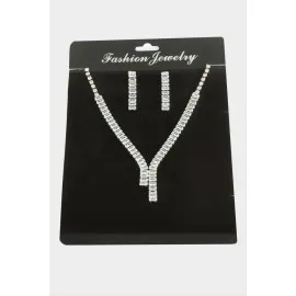 Tamtur Baget Zirkon Taşlı Lüks Set Kolye 7 Mm-Gümüş Rengi