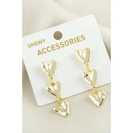 Kalp Trend Metal Küpe-Sarı