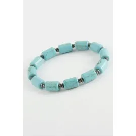 Silindir Turkuaz Doğaltaş Bileklik-Turkuaz