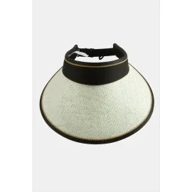 Kasketli Hasır Plaj Şapkası-Krem