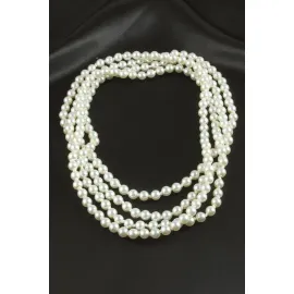 8 mm İnci Kolye 120 cm-Beyaz
