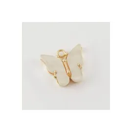 Kelebek Figürlü Kolye Ucu-Krem