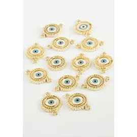 Göz Çift Kulplu Mineli Bileklik Ve Kolye Ucu Aparatı 1 Adet-Mavi