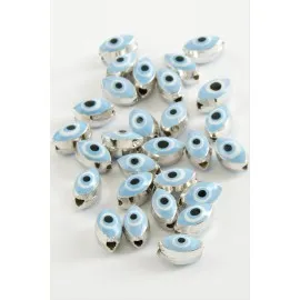 Oval Nazar Mineli Bileklik Ve Kolye Ucu Aparatı 1 Adet-Mavi