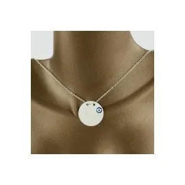 Yuvarlak İsim Yazılabilir Boş Plaka Kolye-Gümüş Rengi