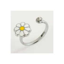 Papatya Mineli Taşlı Eklem Yüzük 1 Adet-Gümüş Rengi