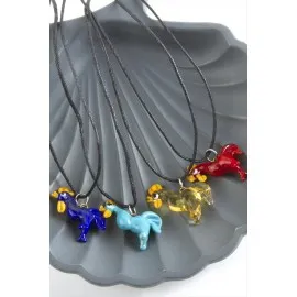 Horoz Cam Kolye-Renkli