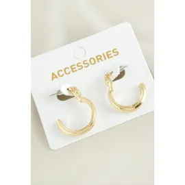 Yarım Halka Yeni Sezon Metal Küpe-Sarı