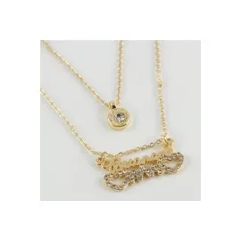 Bitanem Yazılı Ritim Figürlü Yeni Sezon İkili Kolye-Gümüş Rengi