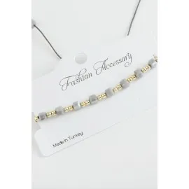 Küp Top Metal Kristal Bileklik-Gri