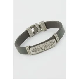 Çift Başlı Kartal Suni Deri Bileklik-Yeşil