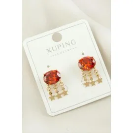 Xuping Yıldız Zirkon Taşlı Lüks Çelik Küpe-Sarı