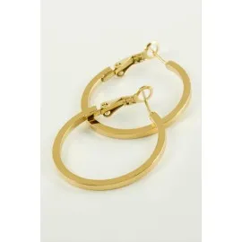 Ezme Halka Lüks Çelik Küpe 2,5 Cm-Sarı