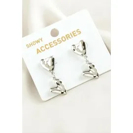 Kalp Trend Metal Küpe-Gümüş Rengi