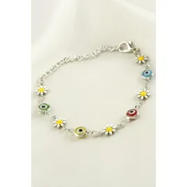 Papatya Nazar Boncuk Mineli Bileklik-Renkli