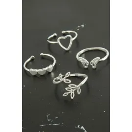 Karışık Lüx Çelik Eklem Yüzük 1 Adet-Gümüş Rengi