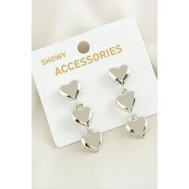 Kalp Yeni Sezon Metal Küpe-Gümüş Rengi