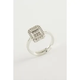 Baget Taşlı Yüzük-Gümüş Rengi