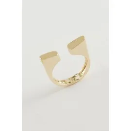 Köşeli Metal Yüzük-Sarı