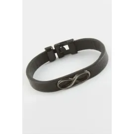 Sonsuzluk Kaliteli Suni Deri Bileklik-Siyah