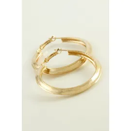 Oval Halka Küpe 4 cm-Sarı