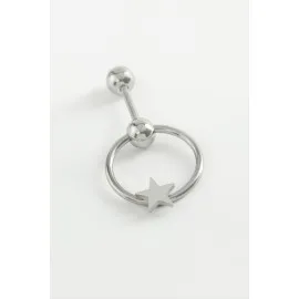 Yıldız Çelik Piercing 1 Adet-Gümüş Rengi