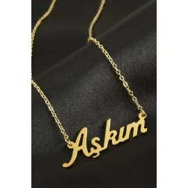 Aşkım Isimli Kolye -Sarı