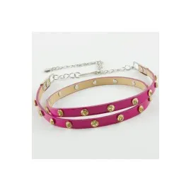 Klasik Deri Taşlı Kemer-Açık Mor