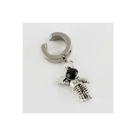 Astronot Figürlü Mıknatıslı Çelik Erkek Küpe Kıstırmalı 1 Adet-Gümüş Rengi