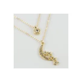 Ay Yıldız Figürlü Yeni Sezon İkili Kolye-Sarı