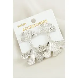 Yaprak Trend Metal Küpe-Gümüş Rengi