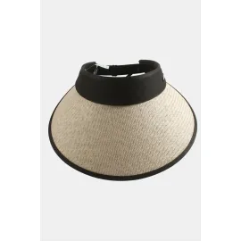 Kasketli Hasır Plaj Şapkası-Pudra Rengi