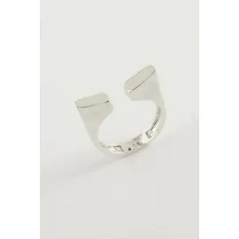 Köşeli Metal Yüzük-Gümüş Rengi