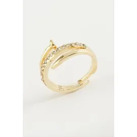 Çivi Taşlı Yüzük-Gümüş Rengi