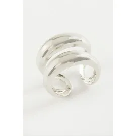 Çift Halka Metal Yüzük-Gümüş Rengi