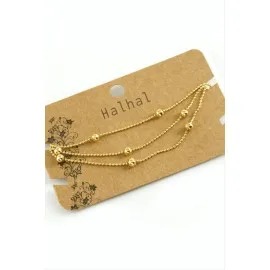 Üç Zincirli Lüks Çelik Halhal-Sarı