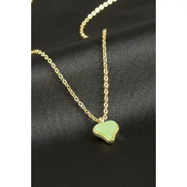 Kalp Polyester Kolye-Yeşil