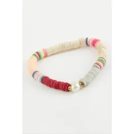İstiridye İnci Fimo Boncuk Bileklik-Renkli