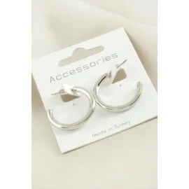 Boru Halka Küpe 2,5 cm-Gümüş Rengi