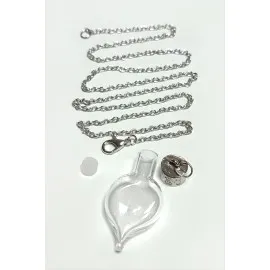 Metal Kapaklı Boş Fanus Canlı Kolye-Gümüş Rengi