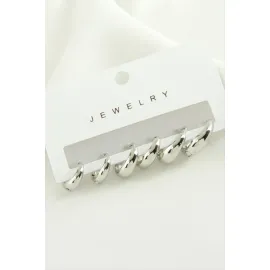 6 Adet Halka Trend Metal Küpe-Gümüş Rengi