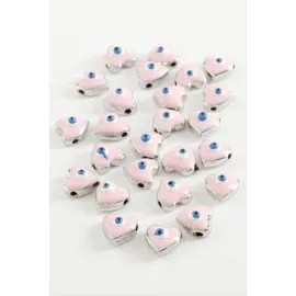 Kalp Mineli Bileklik Ve Kolye Ucu Aparatı 1 Adet-Pembe