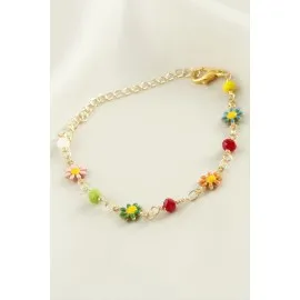 Papatya Kristal Mineli Bileklik-Sarı