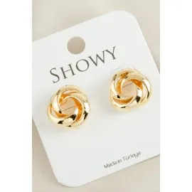 Oval Çiçek Yeni Sezon Metal Küpe-Sarı