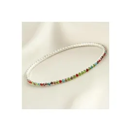 2 mm Minik Şerit Taşlı Suyolu Bileklik-Renkli